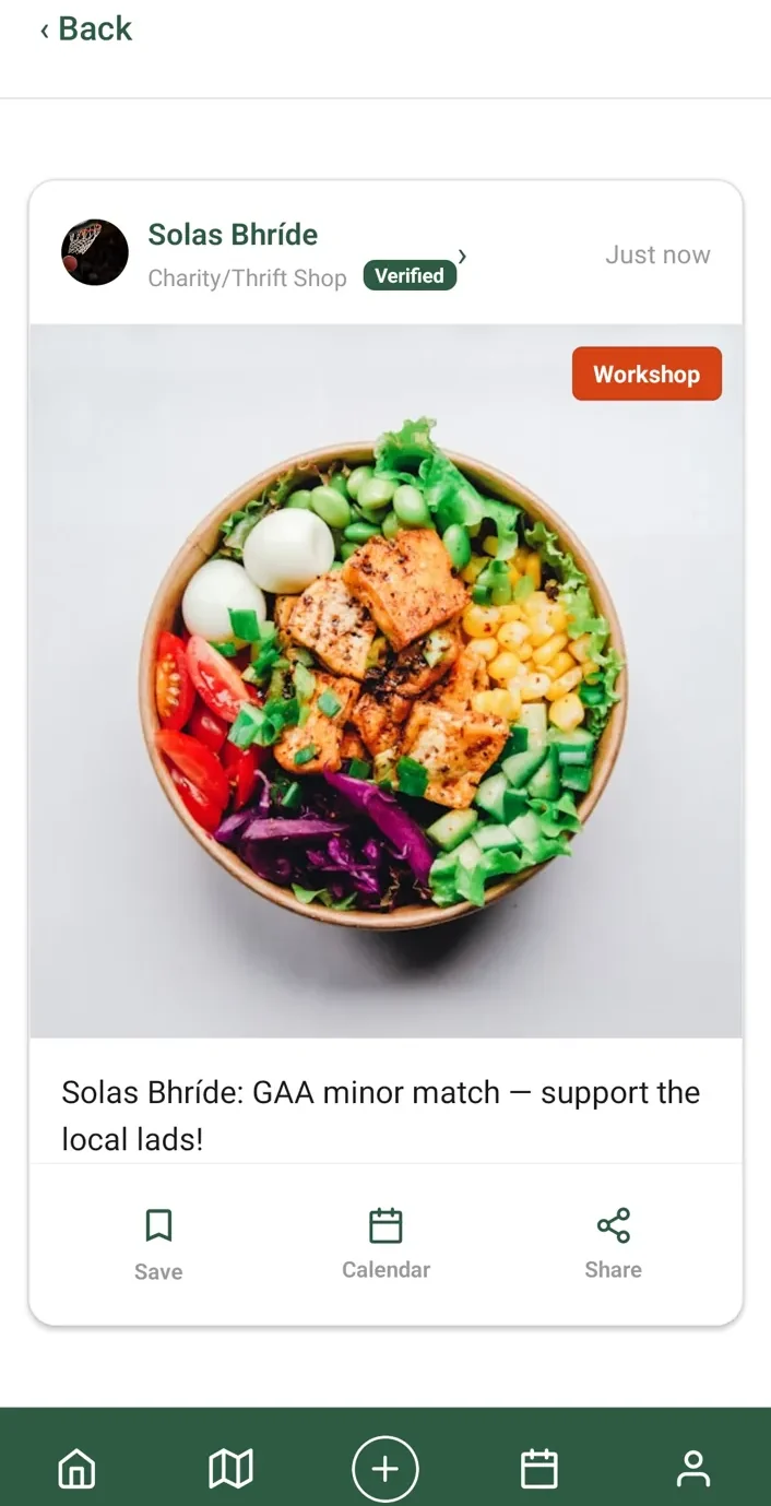 REACH app screen — example UI