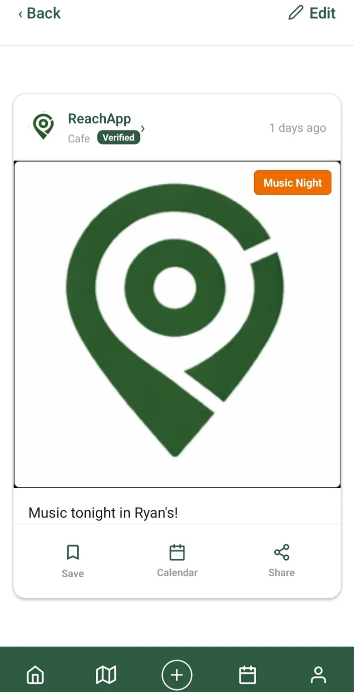 REACH app screen — example UI
