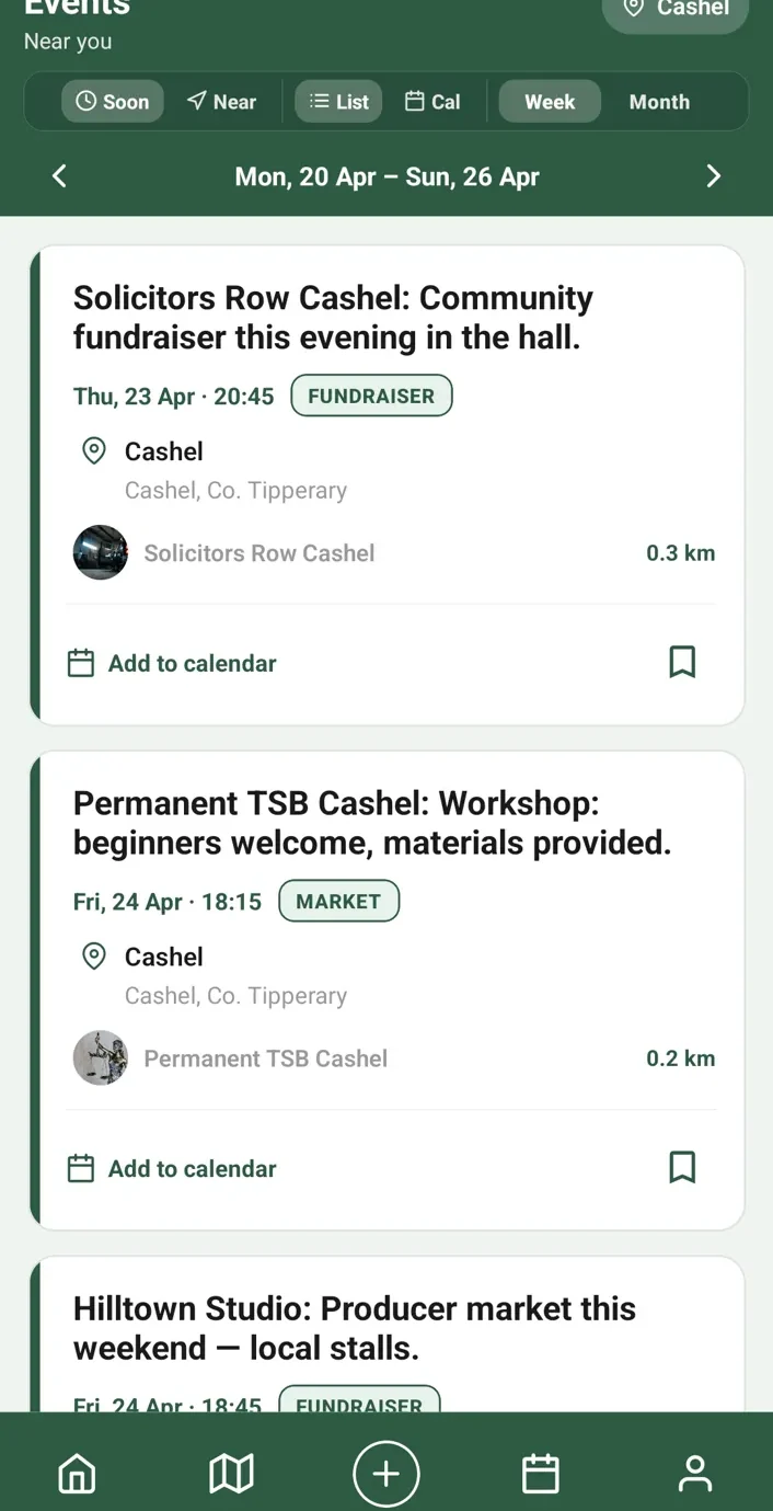 REACH app screen — example UI