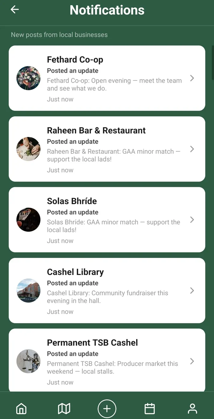 REACH app screen — example UI
