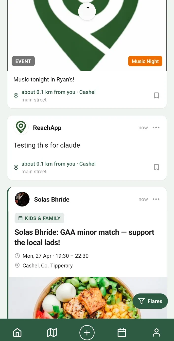 REACH app screen — example UI